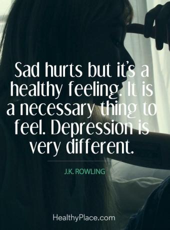 Tsitaat depressiooni kohta - kurb teeb haiget, kuid see on tervislik tunne. See on vajalik asi, mida tunda. Depressioon on väga erinev.