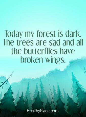 Tsitaat depressiooni kohta - täna on mu mets pime. Puud on kurvad ja kõigil liblikatel on tiivad katki.
