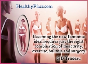 G B Trudeau tsitaat söömishäirete kohta - uueks naiselikuks ideaaliks saamiseks on vaja just ebakindluse, liikumise, buliimia ja operatsioonide õiget kombinatsiooni.